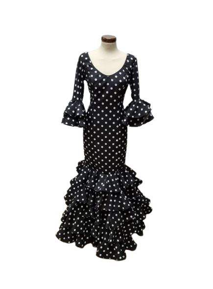 Size 44. Size 44. Flamenco Dress. Mod. Carmela Negro Lunar Blanco